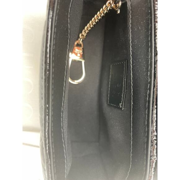 NEW!  GUCCI BLACK PATENT LEATHER MARMONT GG CROSSBODY BAG PURSE BOX AUTHENTIC - Picture 11 of 13